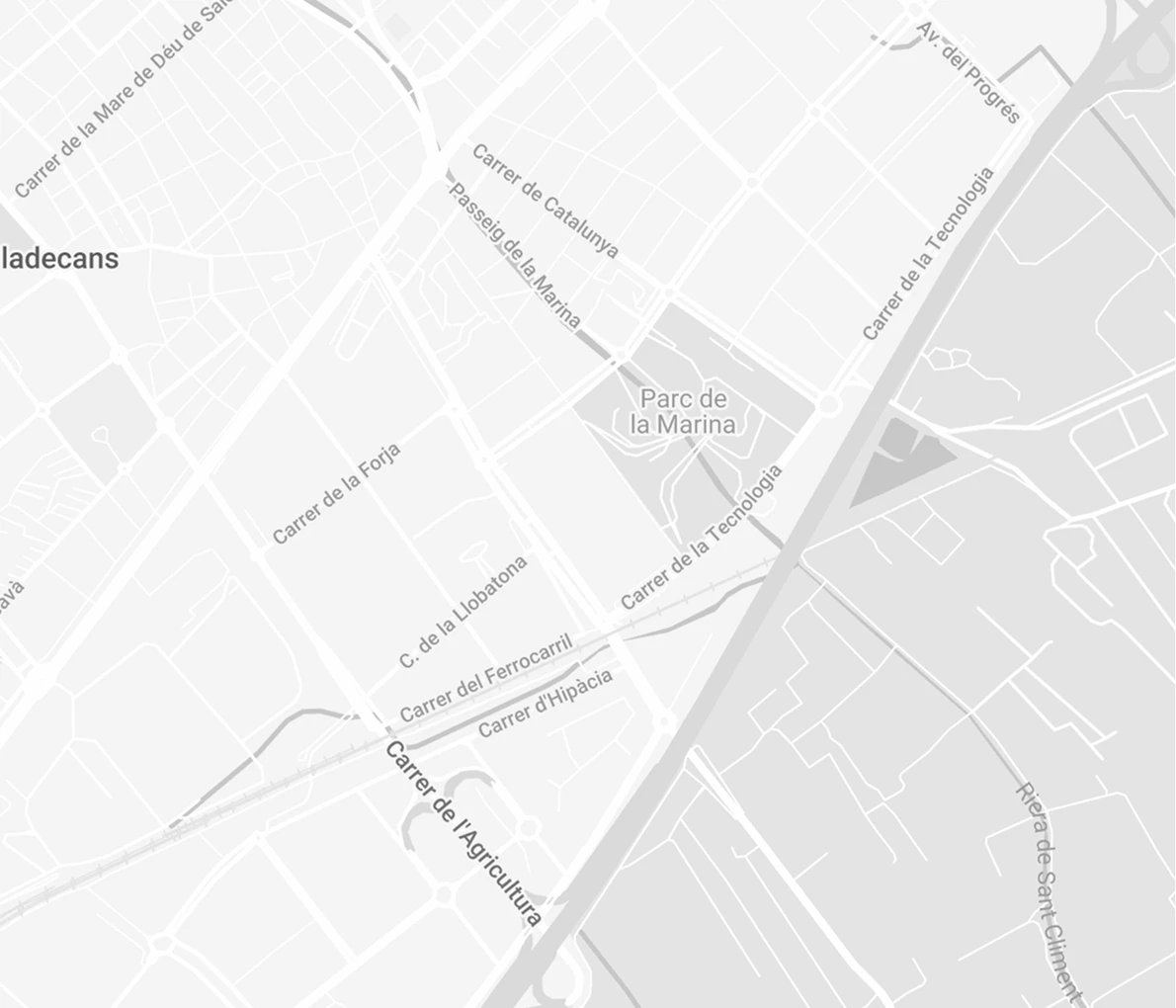 Map showing IDEADED location at Carrer de la Tecnologia, 35, Viladecans